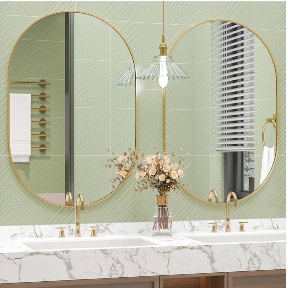 Set of 2 - 20"x30" Bathroom Wall Mirror, Oval Bathroom Mirror, Hanging Mirror Ne